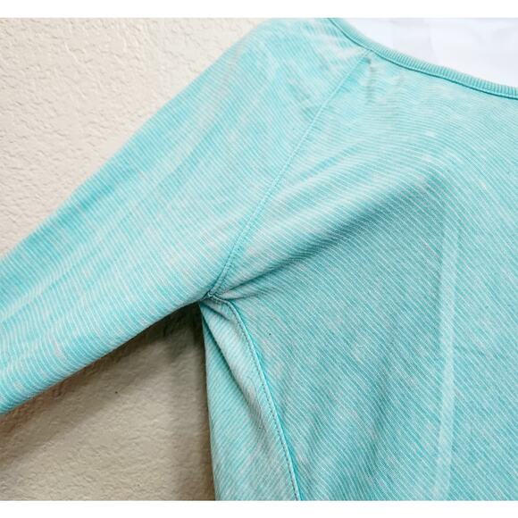 Green Tea Teal Burnout Long Sleeve Hi Low Top Large Lightweight Soft Comfy - Picture 2 of 6
